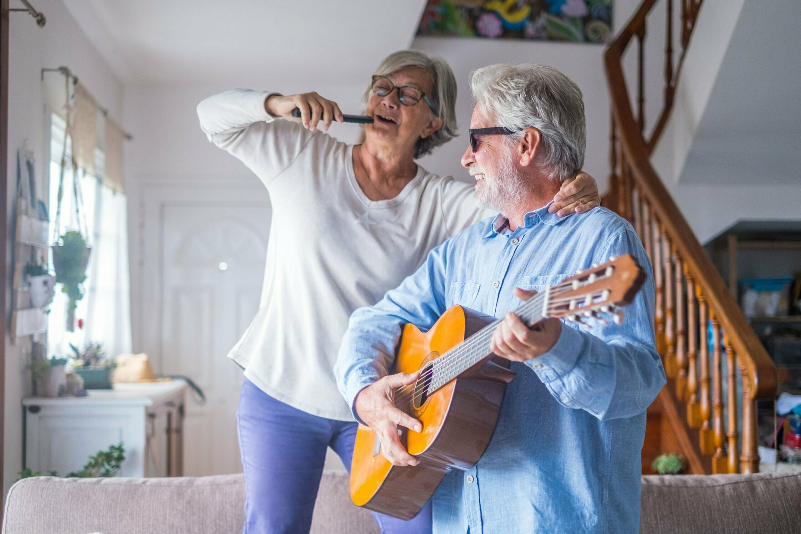 couple enjoying music
